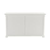 Halifax Classic White Mahogany, Medium-Density Fibreboard (MDF), Bevelled Glass & Antique Brass Hardware Buffet with 4 Glass Doors