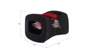 Seat Belt Ottoman, Black/Red