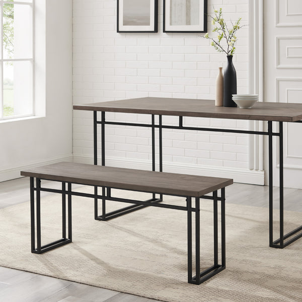 Walker Edison Contemporary Dual-Metal Leg Solid Wood Veneer Dining Bench XIIXR B44MDNGH