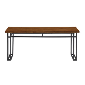 Walker Edison Contemporary Dual-Metal Leg Solid Wood Veneer Dining Bench XIIXR B44MDNWT