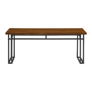 Walker Edison Contemporary Dual-Metal Leg Solid Wood Veneer Dining Bench XIIXR B44MDNWT