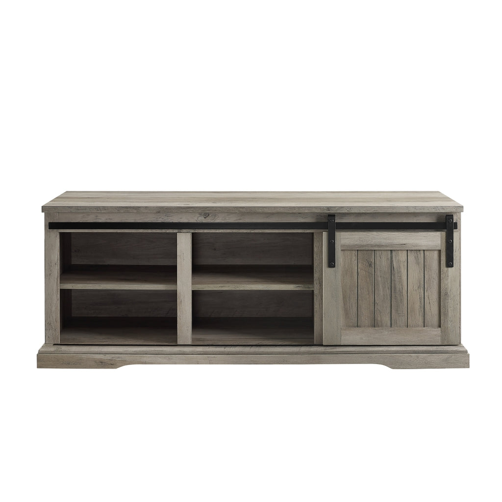 Walker Edison Birch Sliding Grooved Door Entryway Bench