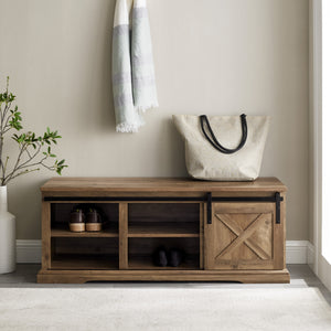 walker edison 48 sliding barn door entry bench