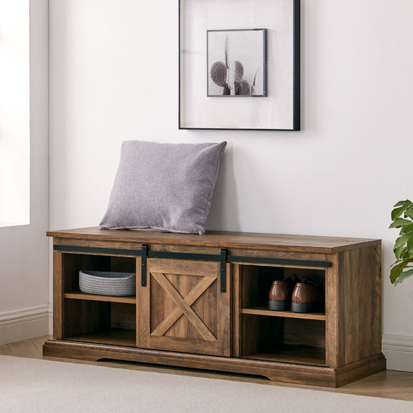 B48SXDEBRO - walker edison 48 sliding barn door entry bench