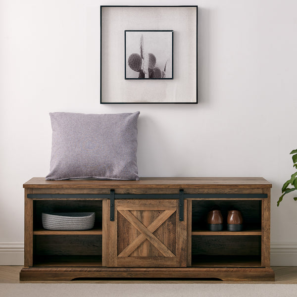B48SXDEBRO - walker edison 48 sliding barn door entry bench