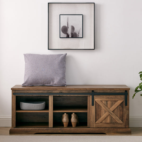 B48SXDEBRO - walker edison 48 sliding barn door entry bench