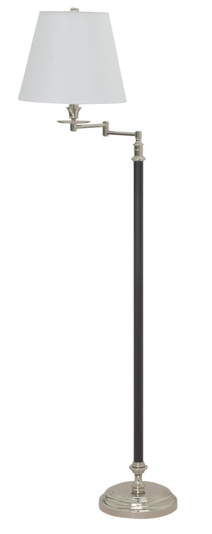 Bennington 61" Black and Polished Nickel Swing Arm Floor Lamp