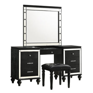 New Classic Furniture Valentino Vanity Table Mirror (Bulbs Not Included) Black BA9698B-091