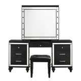 New Classic Furniture Valentino Vanity Table Mirror (Bulbs Not Included) Black BA9698B-091