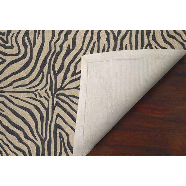 Trans-Ocean Liora Manne Ravella Zebra Casual Indoor/Outdoor Hand Tufted 70% Polypropylene/30%Acrylic Rug Black 8'3" x 11'6"