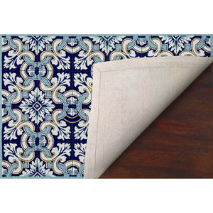 Trans-Ocean Liora Manne Ravella Floral Tile Casual Indoor/Outdoor Hand Tufted 70% Polypropylene/30%Acrylic Rug Navy 8'3" x 11'6"