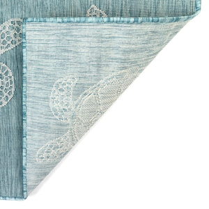 Trans-Ocean Liora Manne Carmel Seaturtles Casual Indoor/Outdoor Power Loomed 87% Polypropylene/13% Polyester Rug Aqua 7'10" x 9'10"