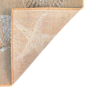 Trans-Ocean Liora Manne Carmel Shells Casual Indoor/Outdoor Power Loomed 87% Polypropylene/13% Polyester Rug Sand 7'10" x 9'10"