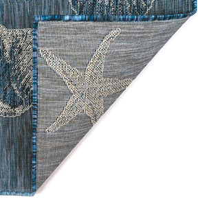Trans-Ocean Liora Manne Carmel Shells Casual Indoor/Outdoor Power Loomed 87% Polypropylene/13% Polyester Rug Navy 7'10" x 9'10"