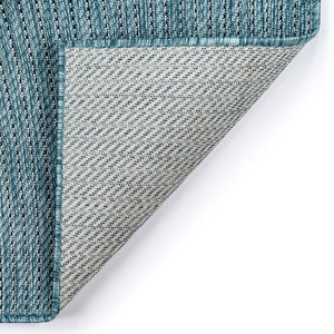 Trans-Ocean Liora Manne Carmel Texture Stripe Casual Indoor/Outdoor Power Loomed 87% Polypropylene/13% Polyester Rug Aqua 7'10" x 9'10"