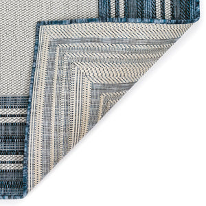 Trans-Ocean Liora Manne Carmel Multi Border Casual Indoor/Outdoor Power Loomed 87% Polypropylene/13% Polyester Rug Navy 7'10" x 9'10"