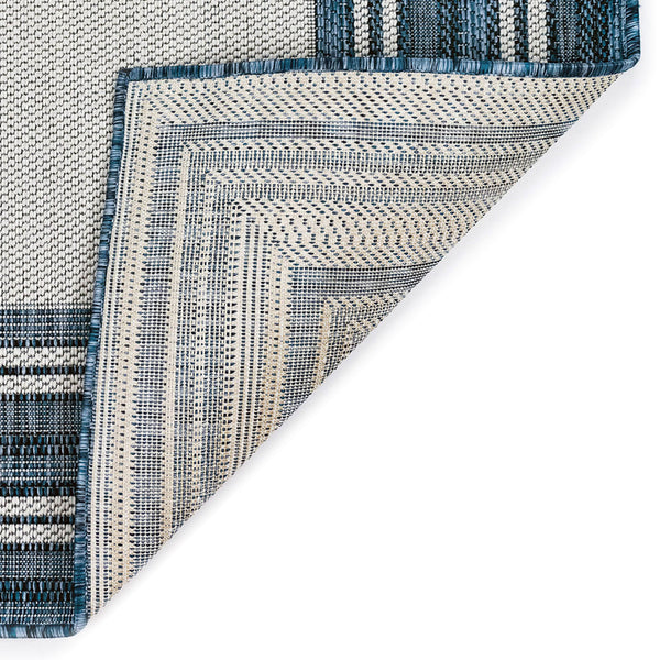 Trans-Ocean Liora Manne Carmel Multi Border Casual Indoor/Outdoor Power Loomed 87% Polypropylene/13% Polyester Rug Navy 7'10" x 9'10"