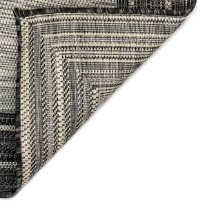 Trans-Ocean Liora Manne Carmel Multi Border Casual Indoor/Outdoor Power Loomed 87% Polypropylene/13% Polyester Rug Black 7'10" x 9'10"