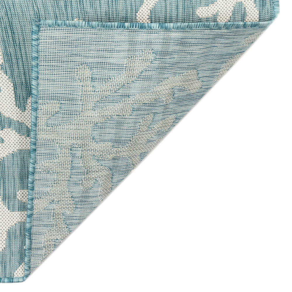 Trans-Ocean Liora Manne Carmel Coral Border Casual Indoor/Outdoor Power Loomed 87% Polypropylene/13% Polyester Rug Aqua 7'10" x 9'10"