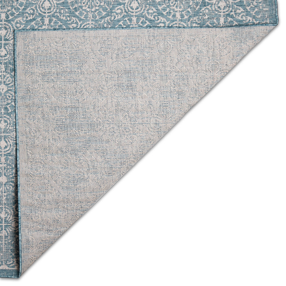 Trans-Ocean Liora Manne Carmel Antique Tile Casual Indoor/Outdoor Power Loomed 87% Polypropylene/13% Polyester Rug Aqua 7'10" x 9'10"