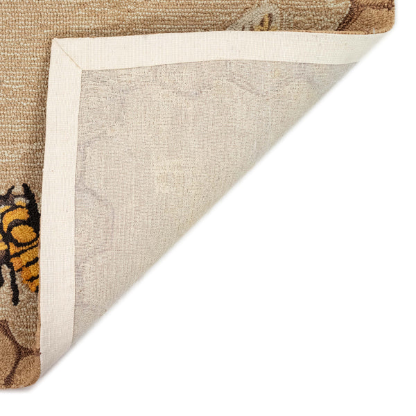 Trans-Ocean Liora Manne Frontporch Honeycomb Bee Novelty Indoor/Outdoor Hand Tufted 80% Polyester/20% Acrylic Rug Natural 5' x 7'6"