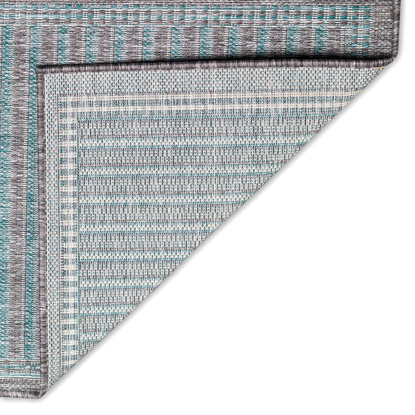 Trans-Ocean Liora Manne Malibu Simple Border Casual Indoor/Outdoor Power Loomed 88% Polypropylene/12% Polyester Rug Aqua 7'10" x 9'10"