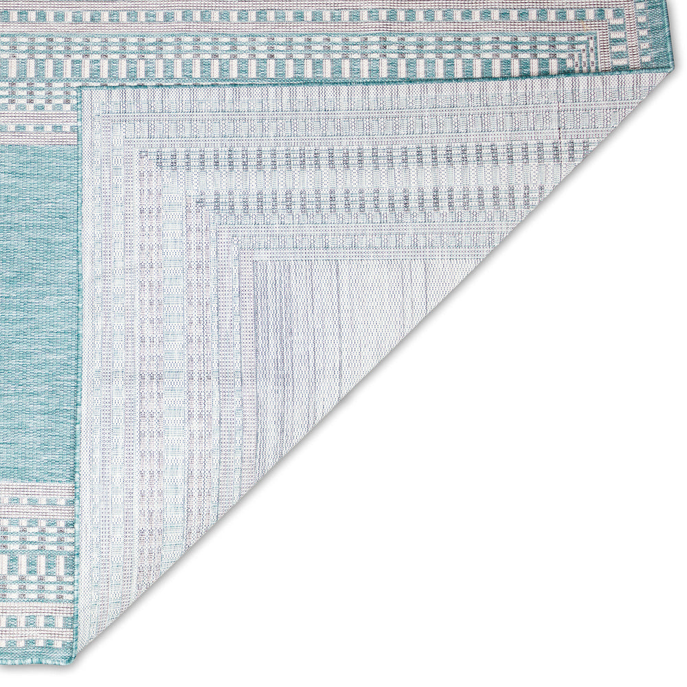 Trans-Ocean Liora Manne Malibu Etched Border Casual Indoor/Outdoor Power Loomed 88% Polypropylene/12% Polyester Rug Aqua 7'10" x 9'10"