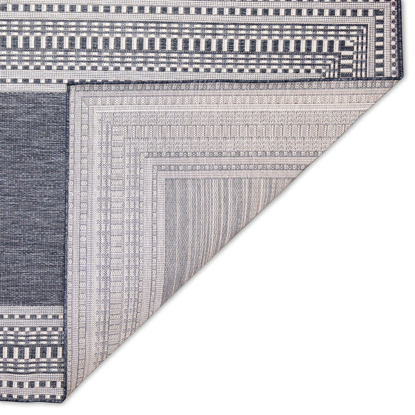 Trans-Ocean Liora Manne Malibu Etched Border Casual Indoor/Outdoor Power Loomed 88% Polypropylene/12% Polyester Rug Navy 7'10" x 9'10"