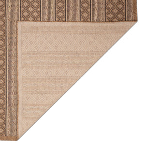 Trans-Ocean Liora Manne Monterey Tribal Stripe  Indoor/Outdoor Power Loomed 91% Polypropylene/9% Polyester Rug Black 7'10" x 9'10"