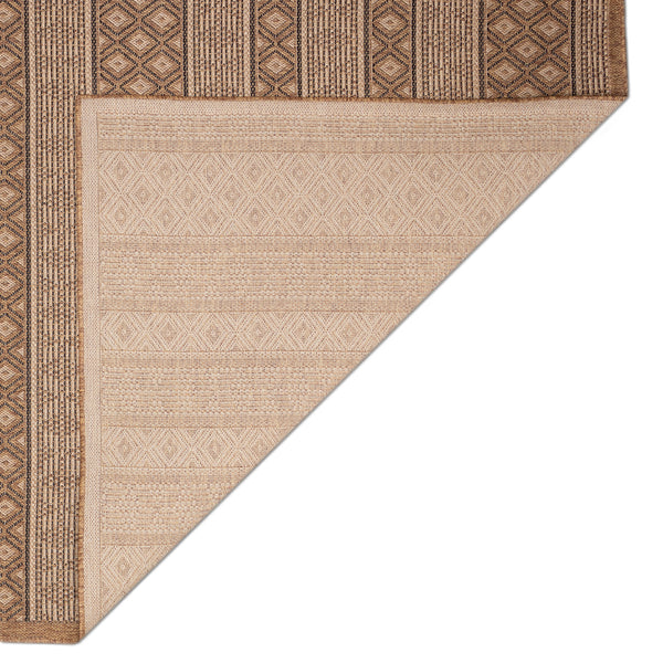 Trans-Ocean Liora Manne Monterey Tribal Stripe  Indoor/Outdoor Power Loomed 91% Polypropylene/9% Polyester Rug Black 7'10" x 9'10"