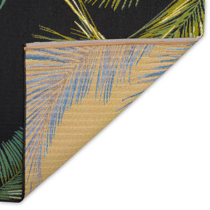 Trans-Ocean Liora Manne Marina Palm Border Casual Indoor/Outdoor Power Loomed 75% Polypropylene/25% Polyester Rug Black 8'10" x 11'9"