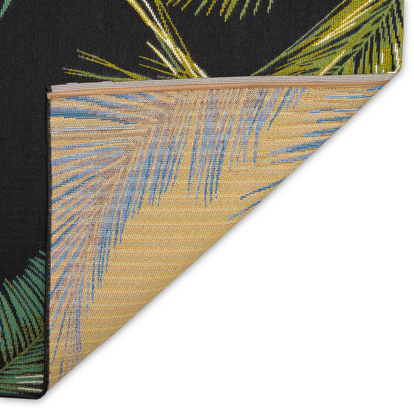 Trans-Ocean Liora Manne Marina Palm Border Casual Indoor/Outdoor Power Loomed 75% Polypropylene/25% Polyester Rug Black 8'10" x 11'9"
