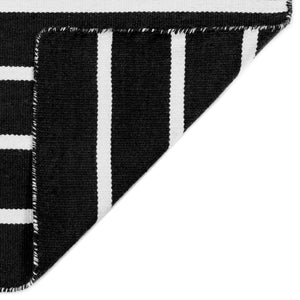 Trans-Ocean Liora Manne Sorrento Pinstripe Classic Indoor/Outdoor Hand Woven 100% Polyester Rug Black 8'3" x 11'6"
