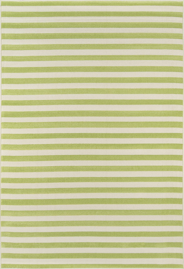 Momeni Baja BAJ-1 Machine Made Contemporary Striped Indoor/Outdoor Area Rug Green 8'6" x 13' BAJA0BAJ-1GRN860D