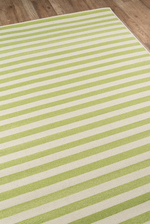 Momeni Baja BAJ-1 Machine Made Contemporary Striped Indoor/Outdoor Area Rug Green 8'6" x 13' BAJA0BAJ-1GRN860D