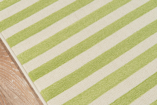 Momeni Baja BAJ-1 Machine Made Contemporary Striped Indoor/Outdoor Area Rug Green 8'6" x 13' BAJA0BAJ-1GRN860D