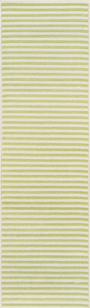 Momeni Baja BAJ-1 Machine Made Contemporary Striped Indoor/Outdoor Area Rug Green 8'6" x 13' BAJA0BAJ-1GRN860D