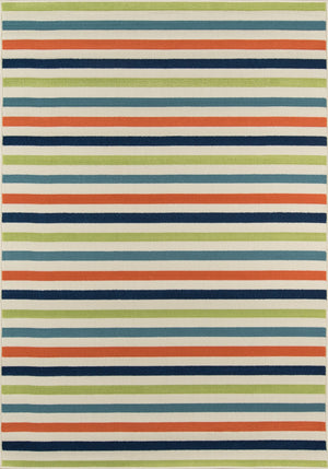 Momeni Baja BAJ-1 Machine Made Contemporary Striped Indoor/Outdoor Area Rug Multi 8'6" x 13' BAJA0BAJ-1MTI860D