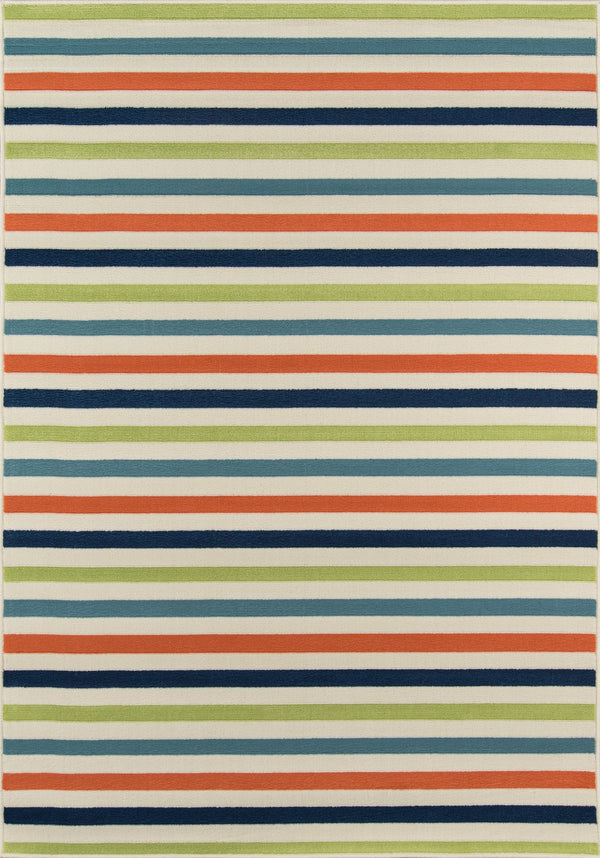 Momeni Baja BAJ-1 Machine Made Contemporary Striped Indoor/Outdoor Area Rug Multi 8'6" x 13' BAJA0BAJ-1MTI860D