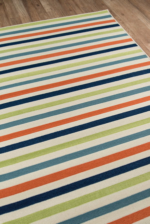 Momeni Baja BAJ-1 Machine Made Contemporary Striped Indoor/Outdoor Area Rug Multi 8'6" x 13' BAJA0BAJ-1MTI860D