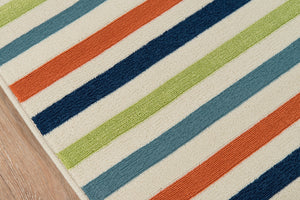 Momeni Baja BAJ-1 Machine Made Contemporary Striped Indoor/Outdoor Area Rug Multi 8'6" x 13' BAJA0BAJ-1MTI860D