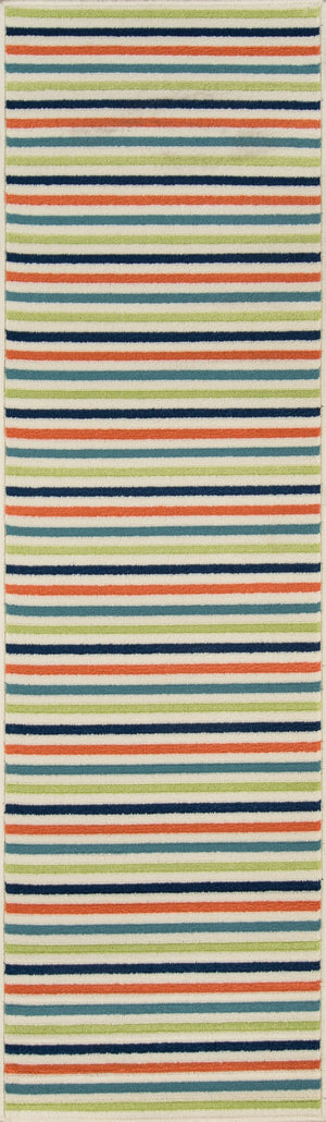 Momeni Baja BAJ-1 Machine Made Contemporary Striped Indoor/Outdoor Area Rug Multi 8'6" x 13' BAJA0BAJ-1MTI860D