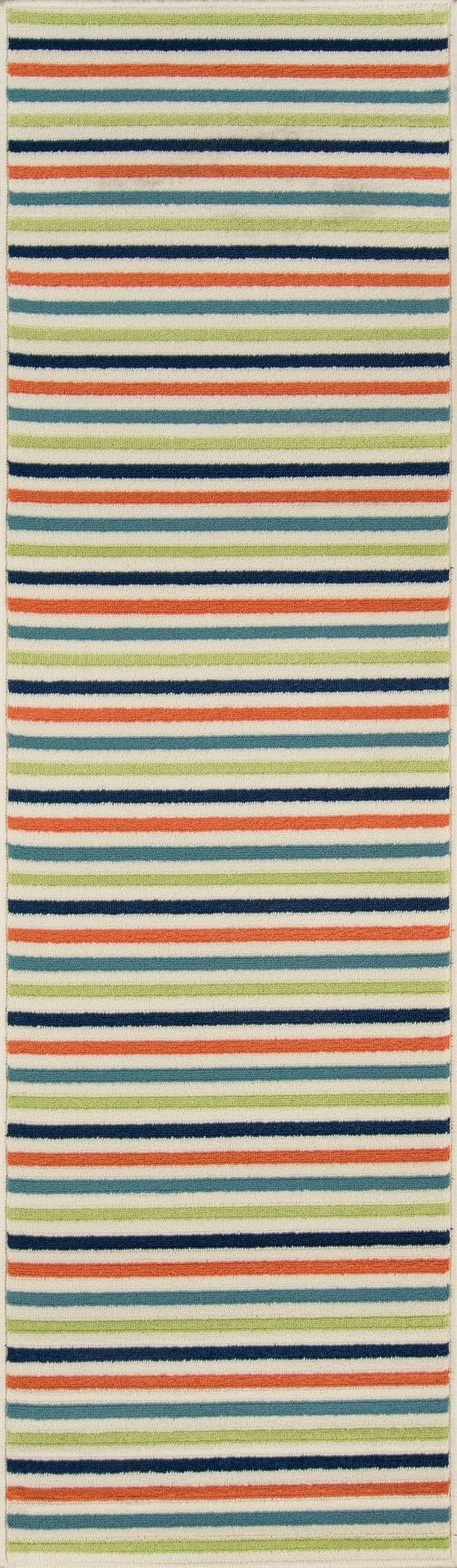 Momeni Baja BAJ-1 Machine Made Contemporary Striped Indoor/Outdoor Area Rug Multi 8'6" x 13' BAJA0BAJ-1MTI860D