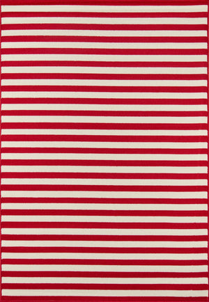 Momeni Baja BAJ-1 Machine Made Contemporary Striped Indoor/Outdoor Area Rug Red 8'6" x 13' BAJA0BAJ-1RED860D