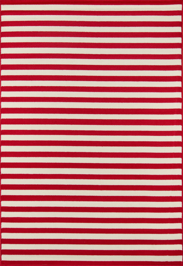 Momeni Baja BAJ-1 Machine Made Contemporary Striped Indoor/Outdoor Area Rug Red 8'6" x 13' BAJA0BAJ-1RED860D