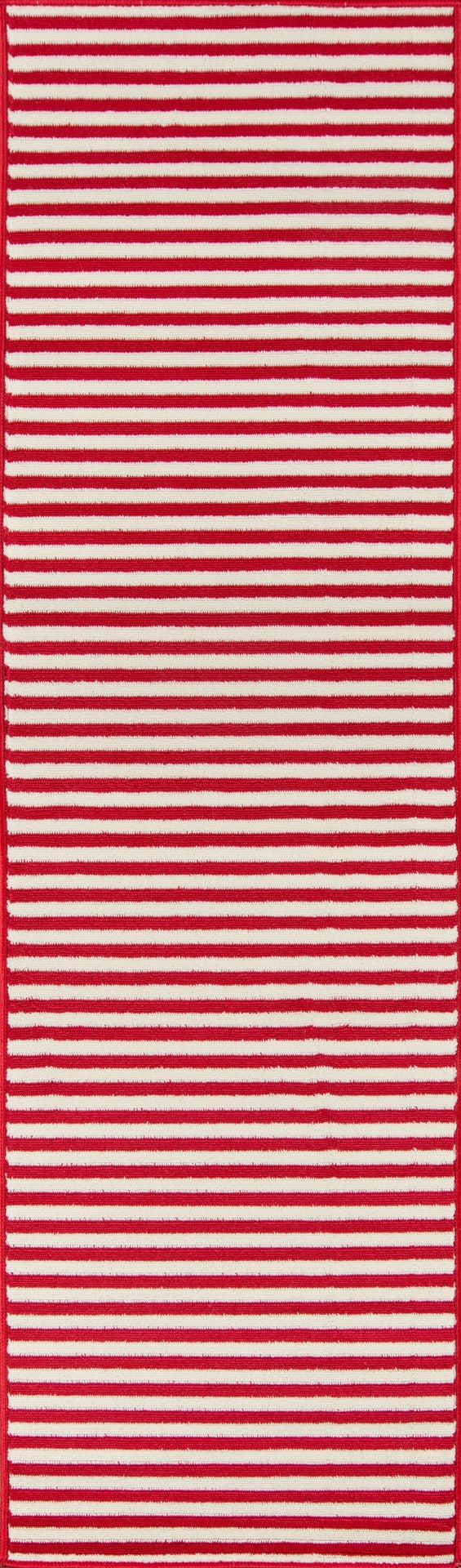 Momeni Baja BAJ-1 Machine Made Contemporary Striped Indoor/Outdoor Area Rug Red 8'6" x 13' BAJA0BAJ-1RED860D