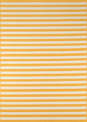 Momeni Baja BAJ-1 Machine Made Contemporary Striped Indoor/Outdoor Area Rug Yellow 8'6" x 13' BAJA0BAJ-1YEL860D