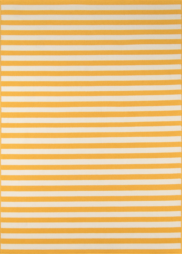 Momeni Baja BAJ-1 Machine Made Contemporary Striped Indoor/Outdoor Area Rug Yellow 8'6" x 13' BAJA0BAJ-1YEL860D