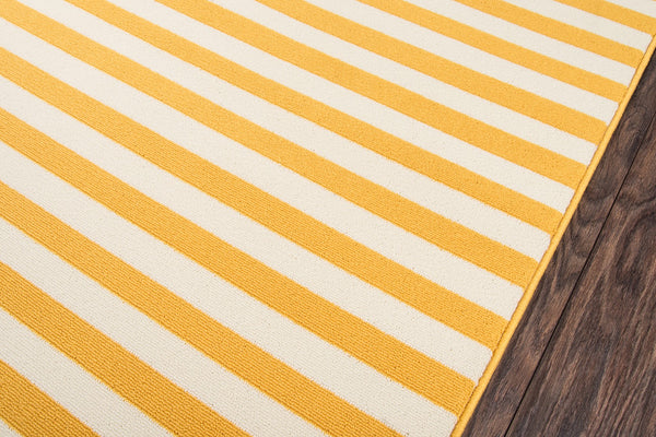 Momeni Baja BAJ-1 Machine Made Contemporary Striped Indoor/Outdoor Area Rug Yellow 8'6" x 13' BAJA0BAJ-1YEL860D