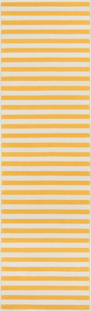 Momeni Baja BAJ-1 Machine Made Contemporary Striped Indoor/Outdoor Area Rug Yellow 8'6" x 13' BAJA0BAJ-1YEL860D